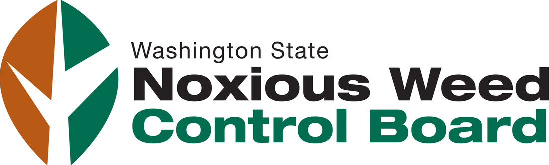 Orange and green leaf logo for Washington State Noxious weed control board
